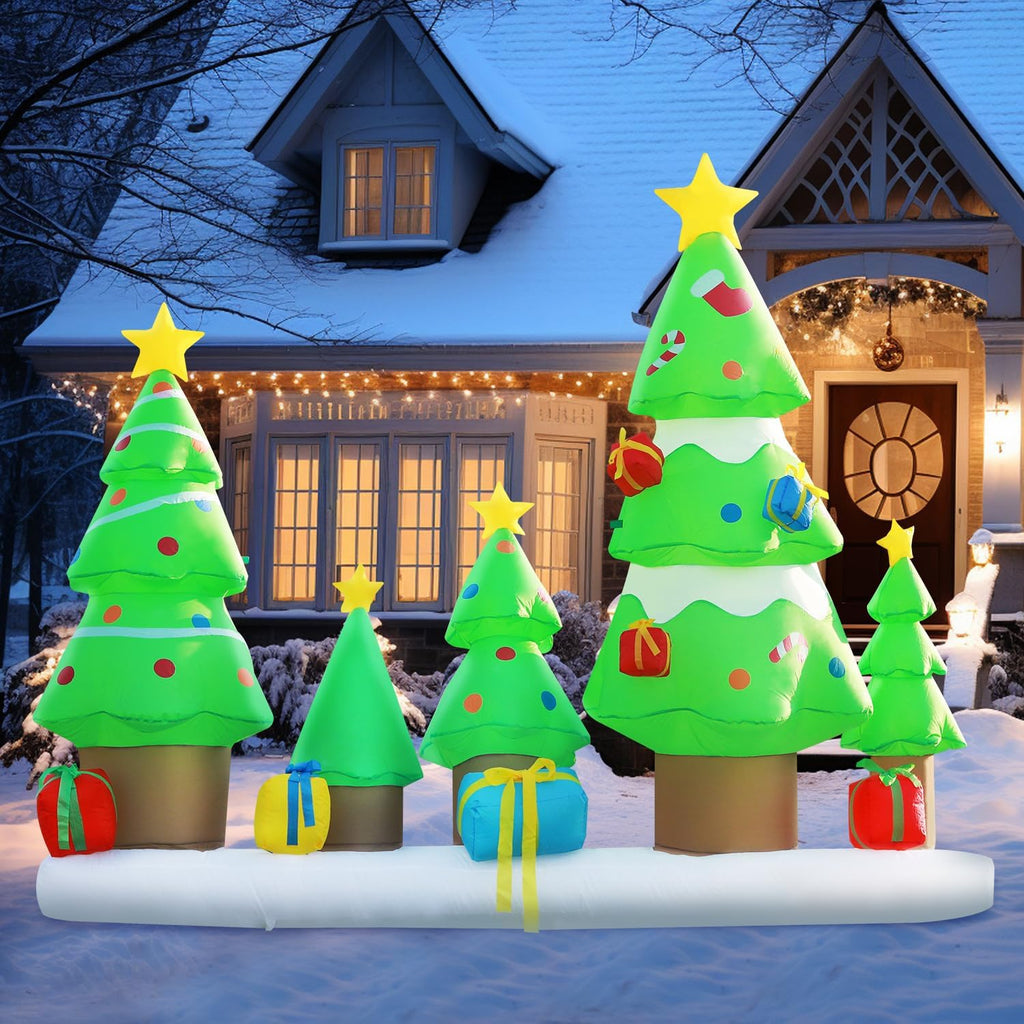 9 FT Long Huge Christmas Inflatable Tree Set Outdoor Decoration with Gift Boxes, LED Lights Holiday Blow Up Yard