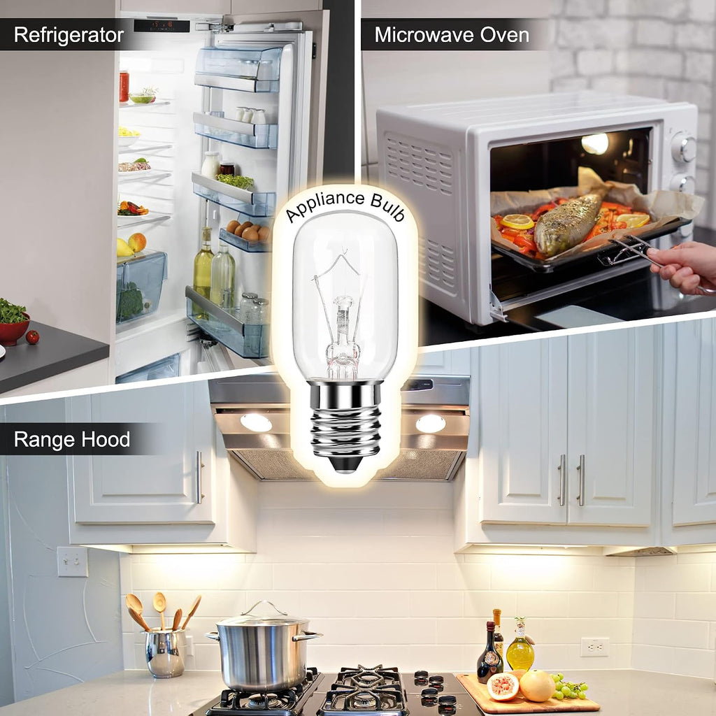 Microwave Light Bulb for Appliance Refrigerator, Over Stove Range Hood, Lava Lamp T8 40 Watt 125V E17 Intermediate