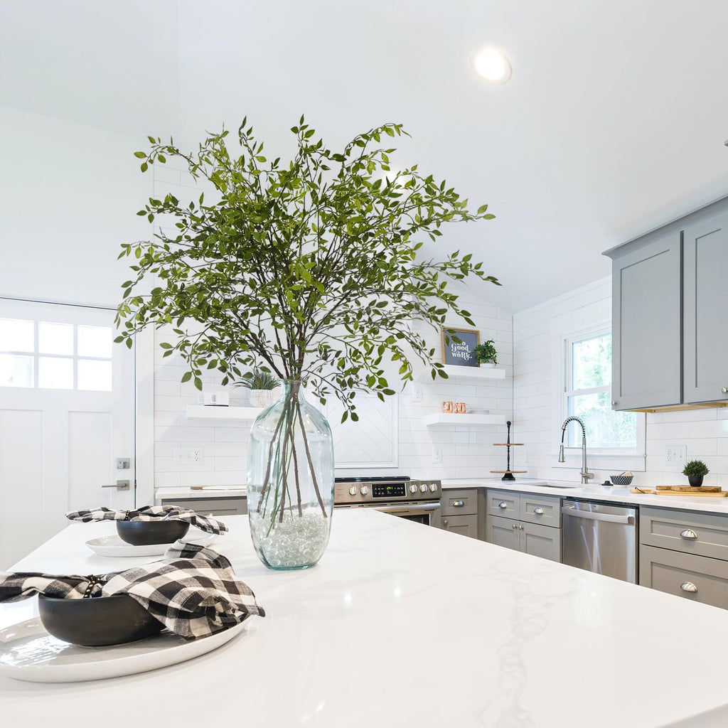 Fake Plants Eucalyptus Stems, Plastics Ficus Stems for Vase Artificial Plants, Greenery Stems Branches for Vase Faux