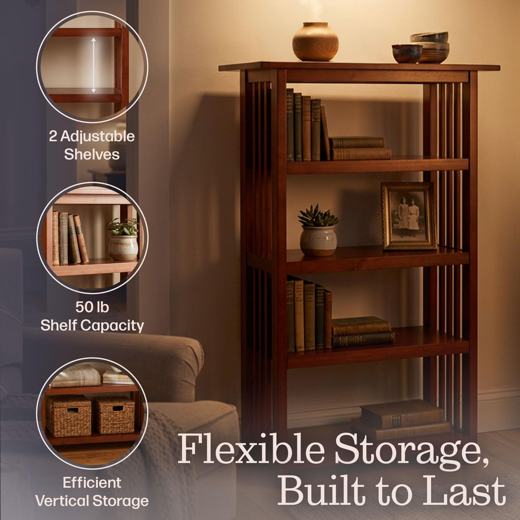 Mission Bookcase with Adjustable Shelf, Cherry, 24"W x 48"H