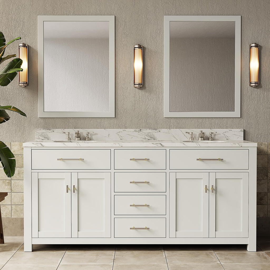 6 Pack 5 Inch Brushed Nickel and Gold Cabinet Handles