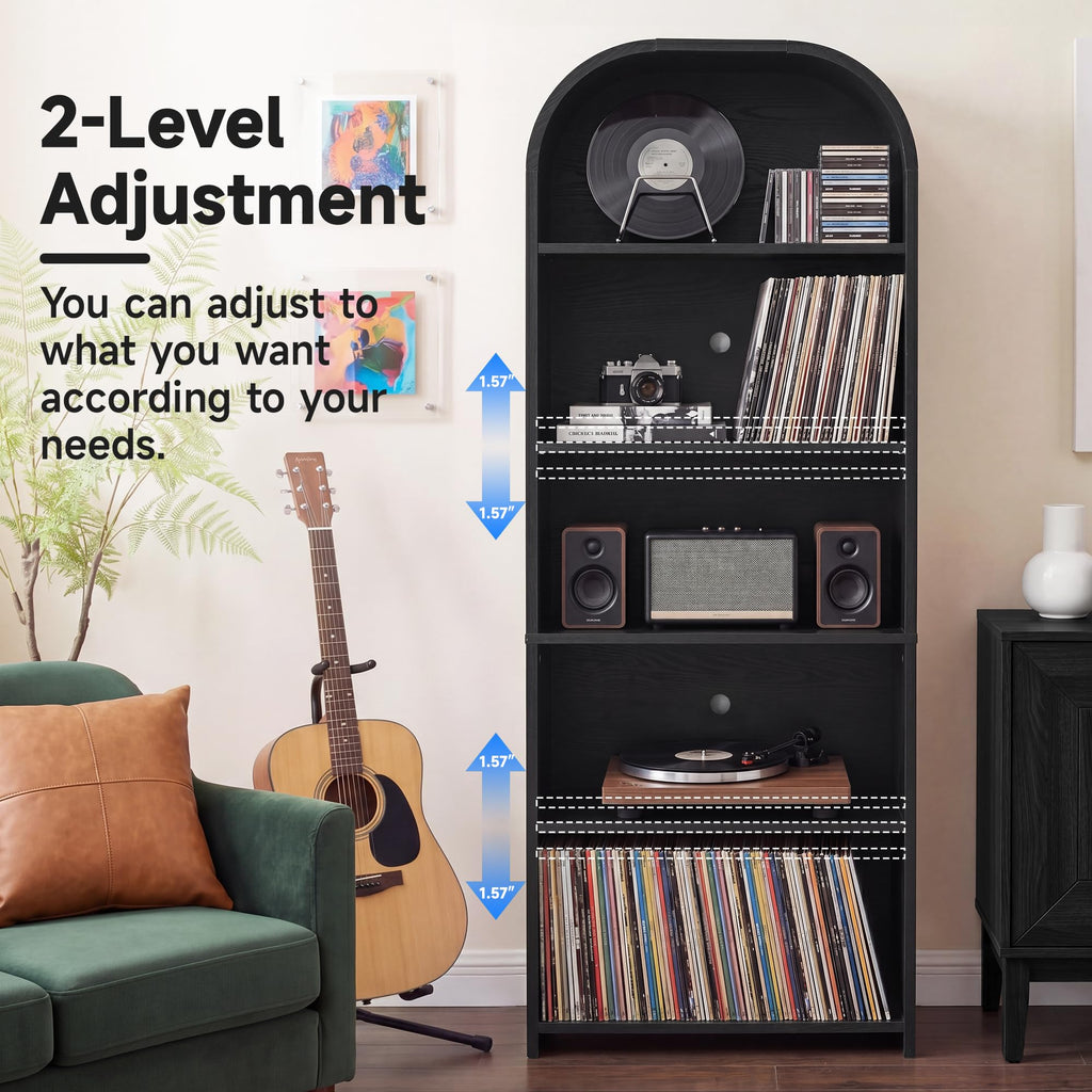 63'' Tall Record Player Stand, 5 Tier Large Record Player Storage Cabinet
