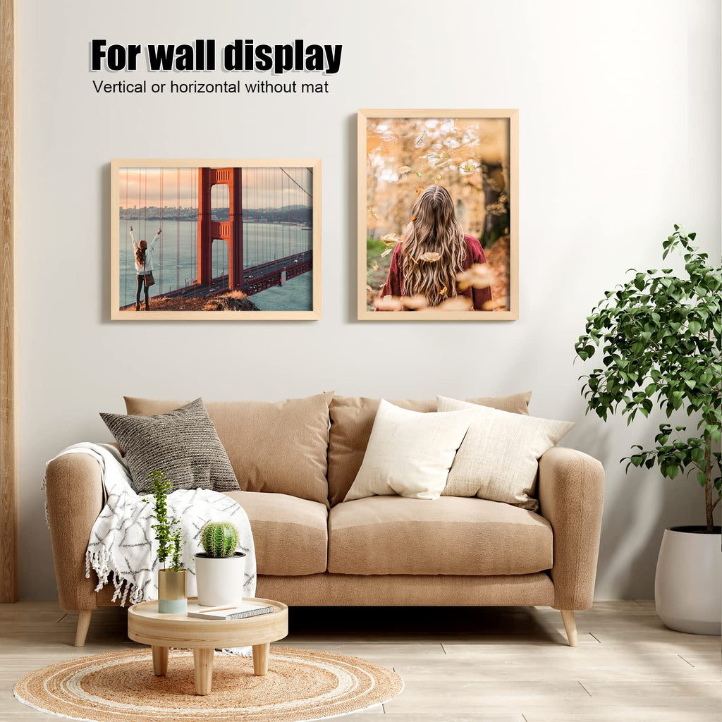 12x16 Collage Picture Frame, Natural Solid Wood Frame with Acrylic Plexiglass for 11x14 Photos or Four 5x7 Photos