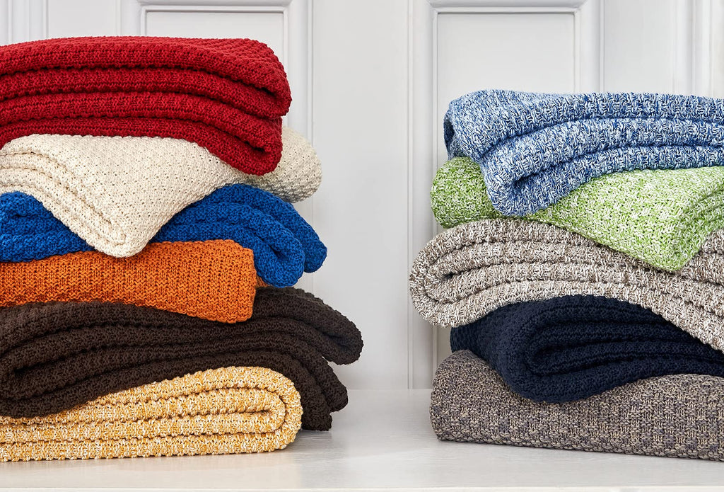 100% Cotton Knitted Throw Blanket - Dark Grey, Soft & Cozy, Machine Washable, 51"x63" - Perfect, Couch, Sofa, Bed or