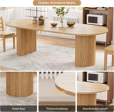 43-95 inch Long Round Extendable Dining Table for 4-10, Space Saving Oval Large Dinner Kitchen Table with 3 Leaf, 2
