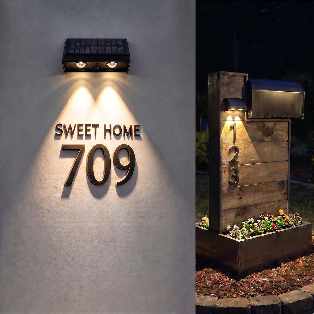 Solar Fence Lights Outdoor Dusk to Dawn for Deck, Porch, Address, Wall