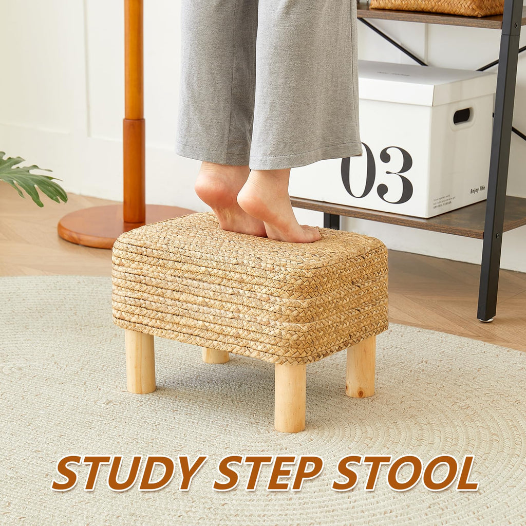 Ottoman Foot Stool Wicker Seagrass Rectangular Natural