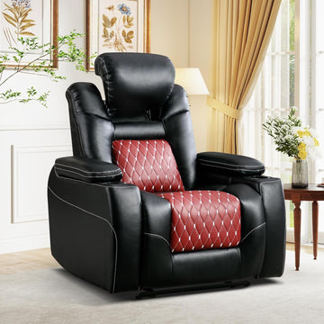 ANJ Power Recliner Chair,Home Theater Seating with Adjustable Headrest,Cup Holders,USB Port,Hidden Arm Storage(Black)