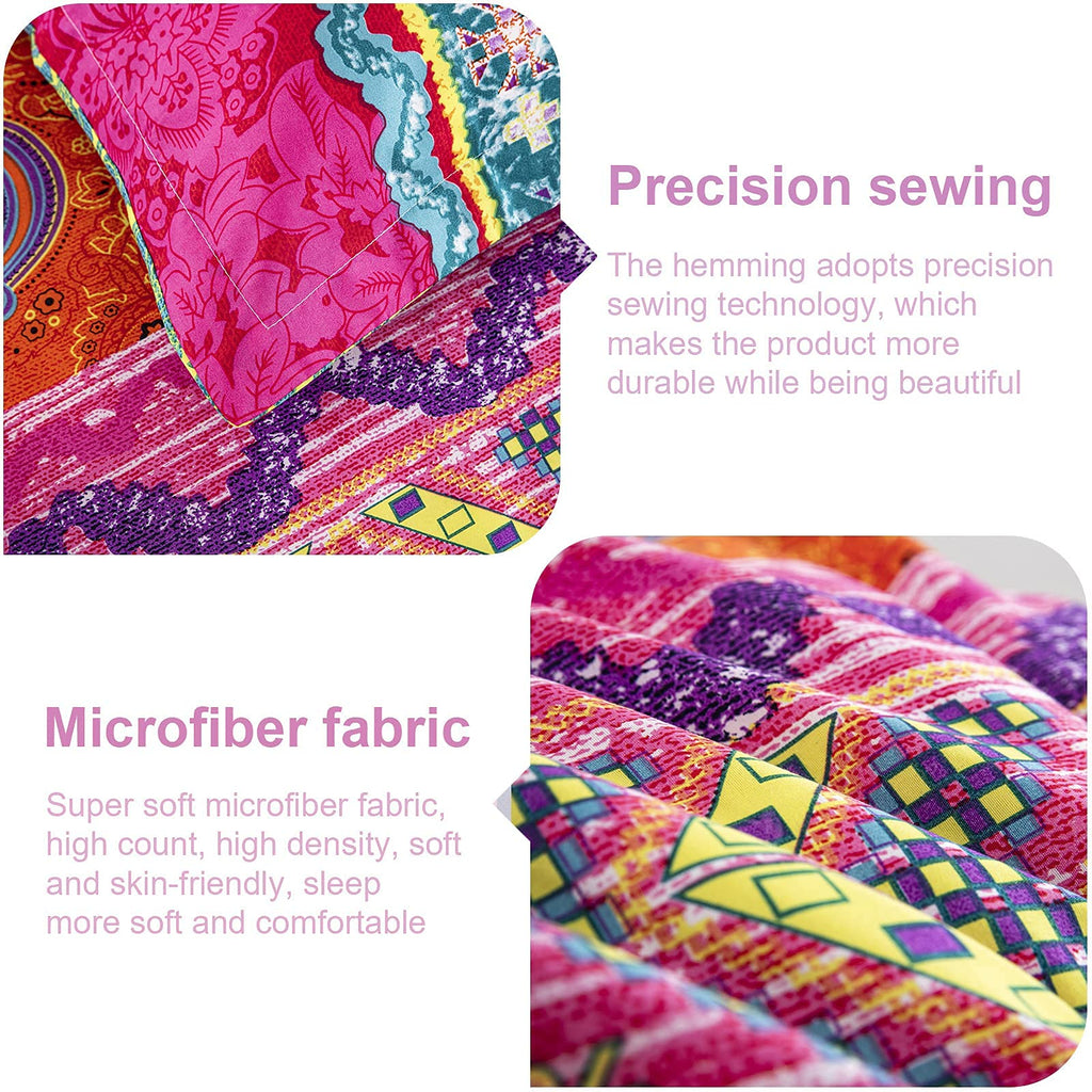 Bohemian Comforter Set Queen 3 Pieces Reversible Boho Set