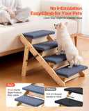 Wood Pet Stairs, 4-Step Dog Stairs for Beds, Sofa & Cars, 150lbs Load Capacity, Floded Flat Design