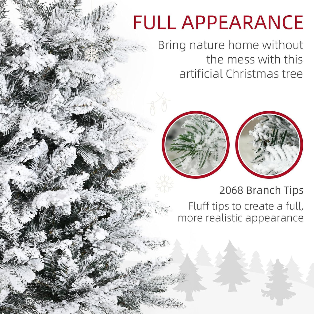 9 Foot Pine Snow Flocked Artificial Christmas Tree Auto Open Green