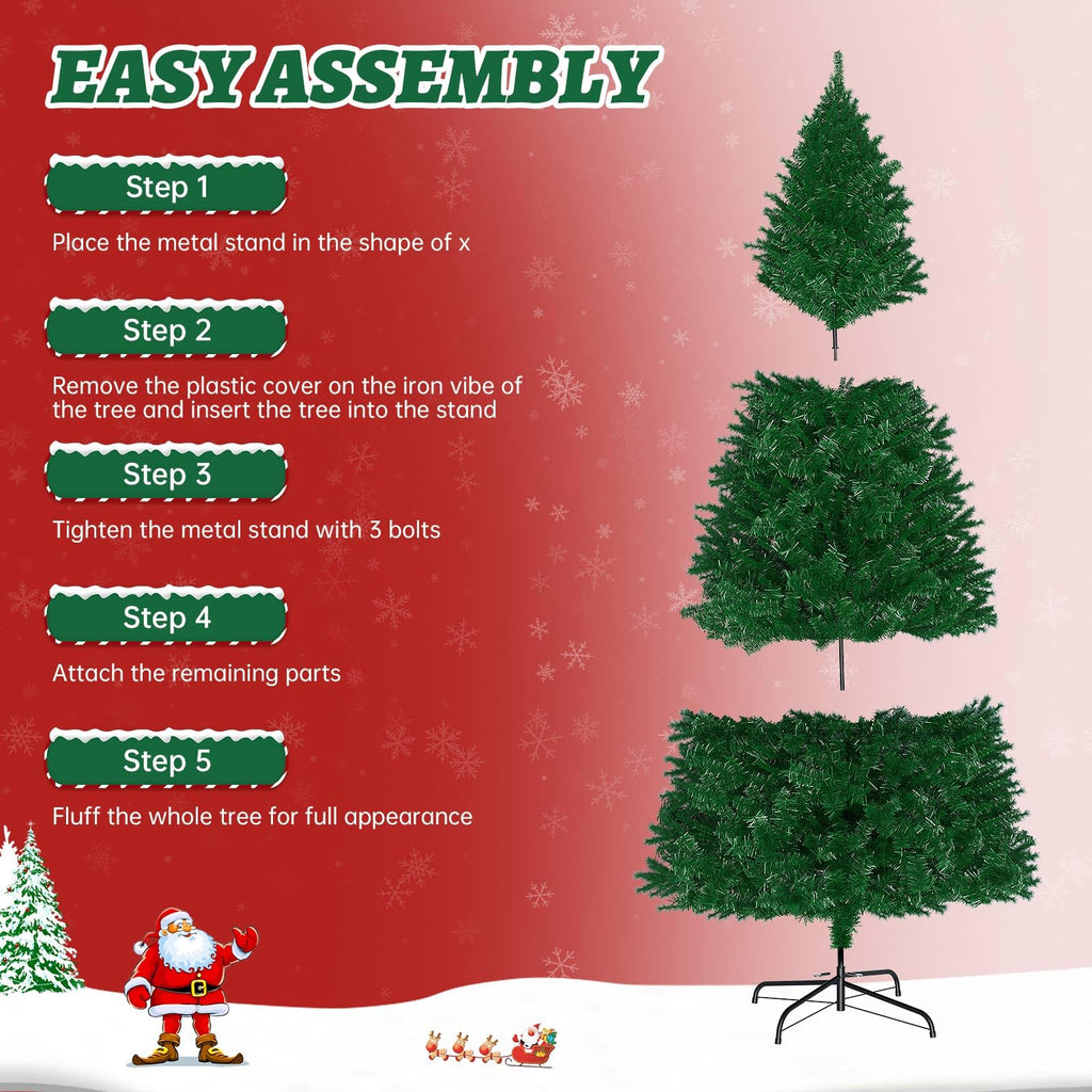 Premium 9FT Pre-Lit Classic Artificial Holiday Christmas Tree w/2, 450 Branch Tips, 550 LED Lights, Party Decoration