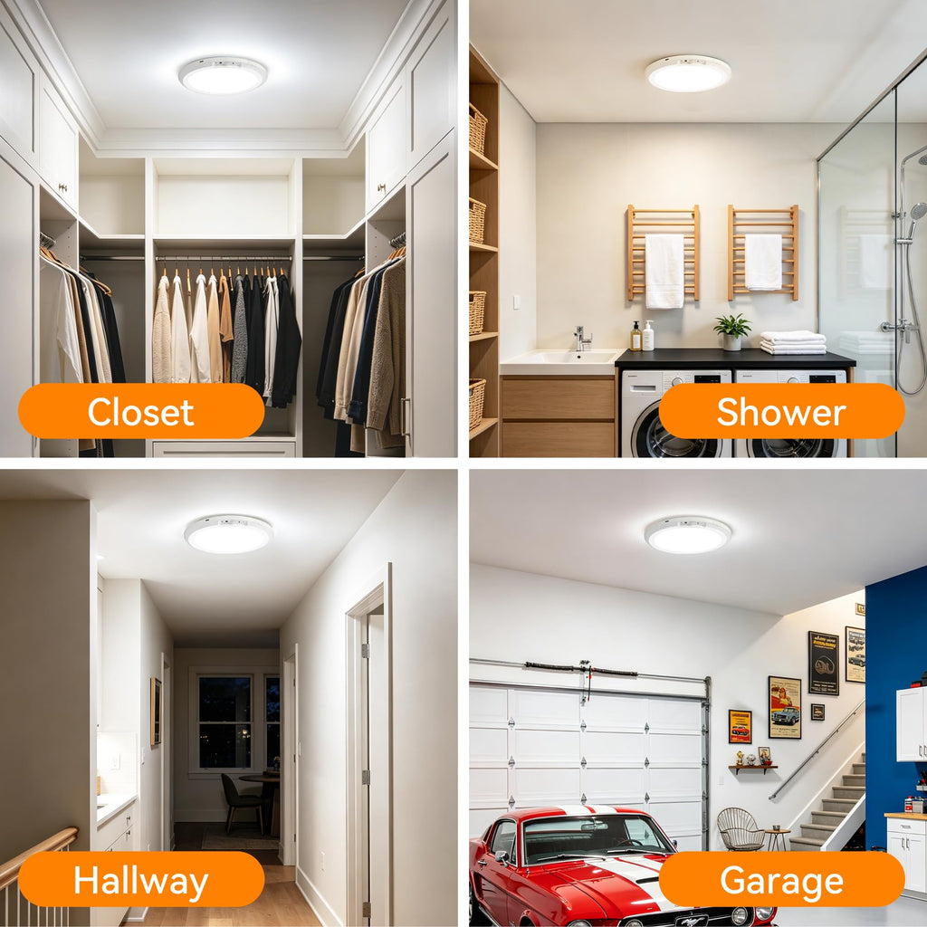 Rechargeable Ceiling Light, Battery Operated Motion Sensor Closet Light with Remote, 3 Color Temperatures
