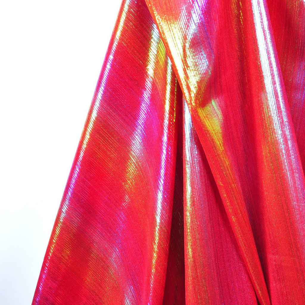 Shining Iridescent Hologram Laser Fabric Knit Crepe 58inch Wide for Cloth Craft Upholstery by 2 Yards (72inch red)
