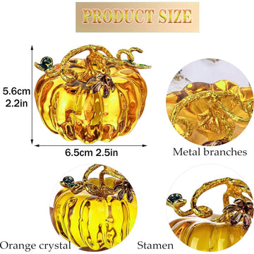 2.5'' Hand Blown Glass Pumpkin Figurines Harvest Fall Thanksgiving Decor