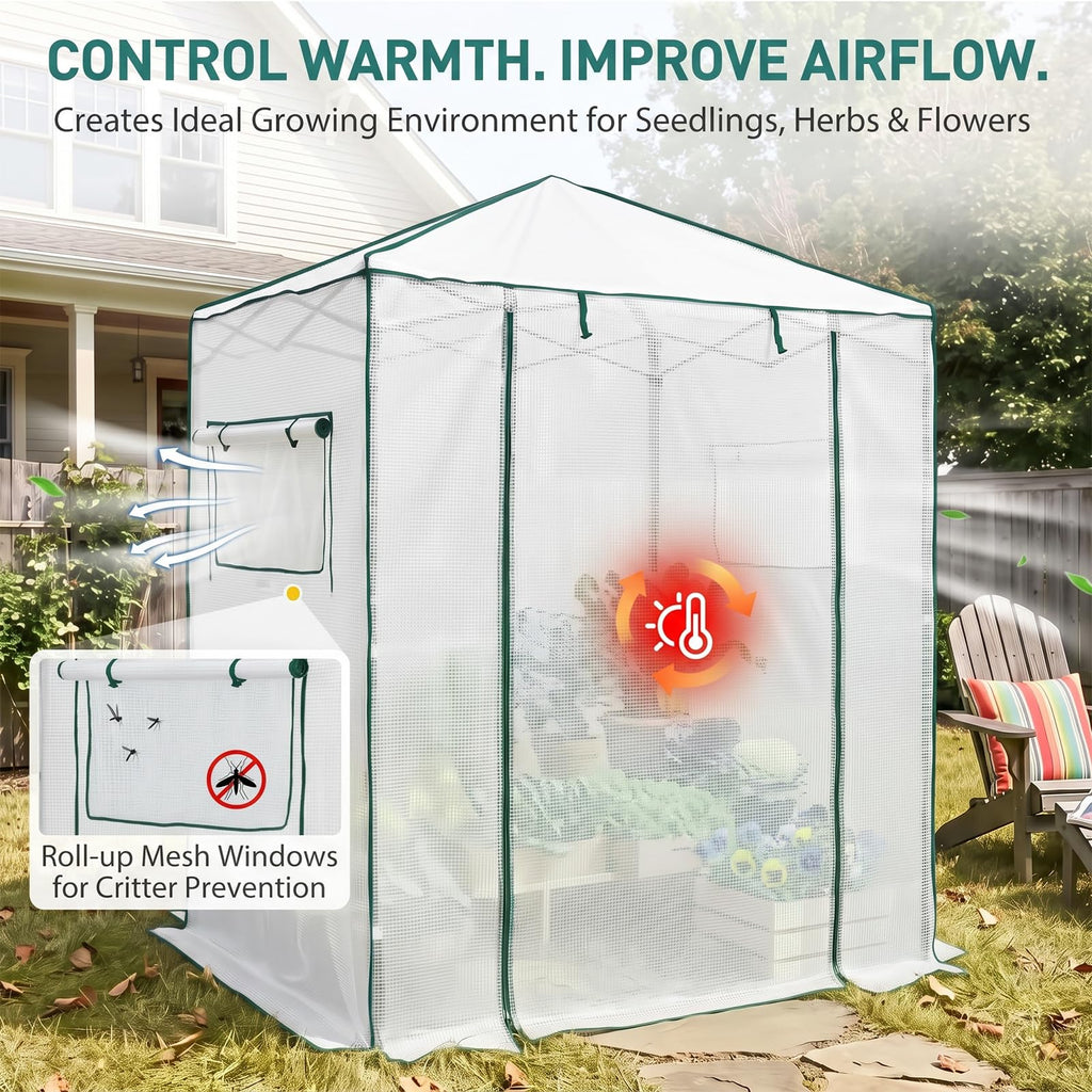 6x4 Easy Setup Small Pop Up Greenhouse, Clear/White