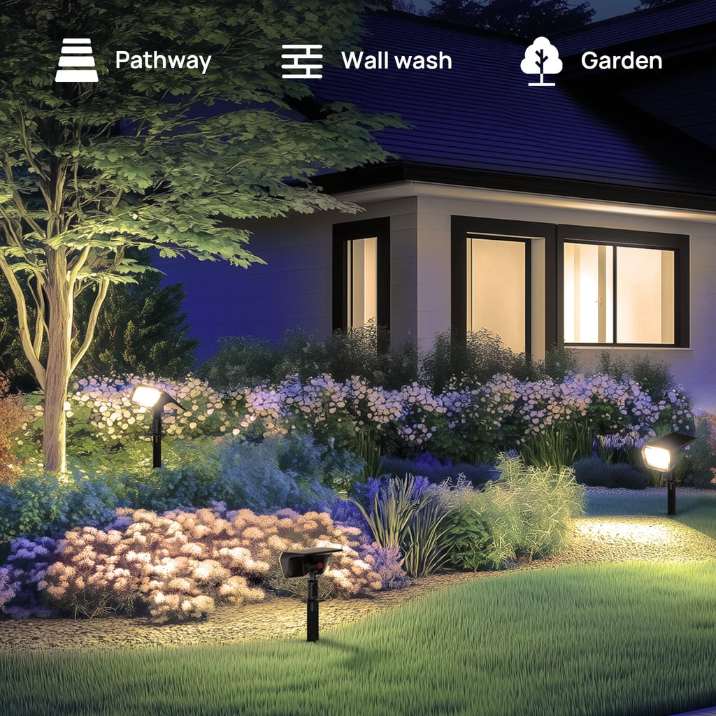 Solar Spot Lights Outdoor Waterproof Floodlight Warm White 6 Pack