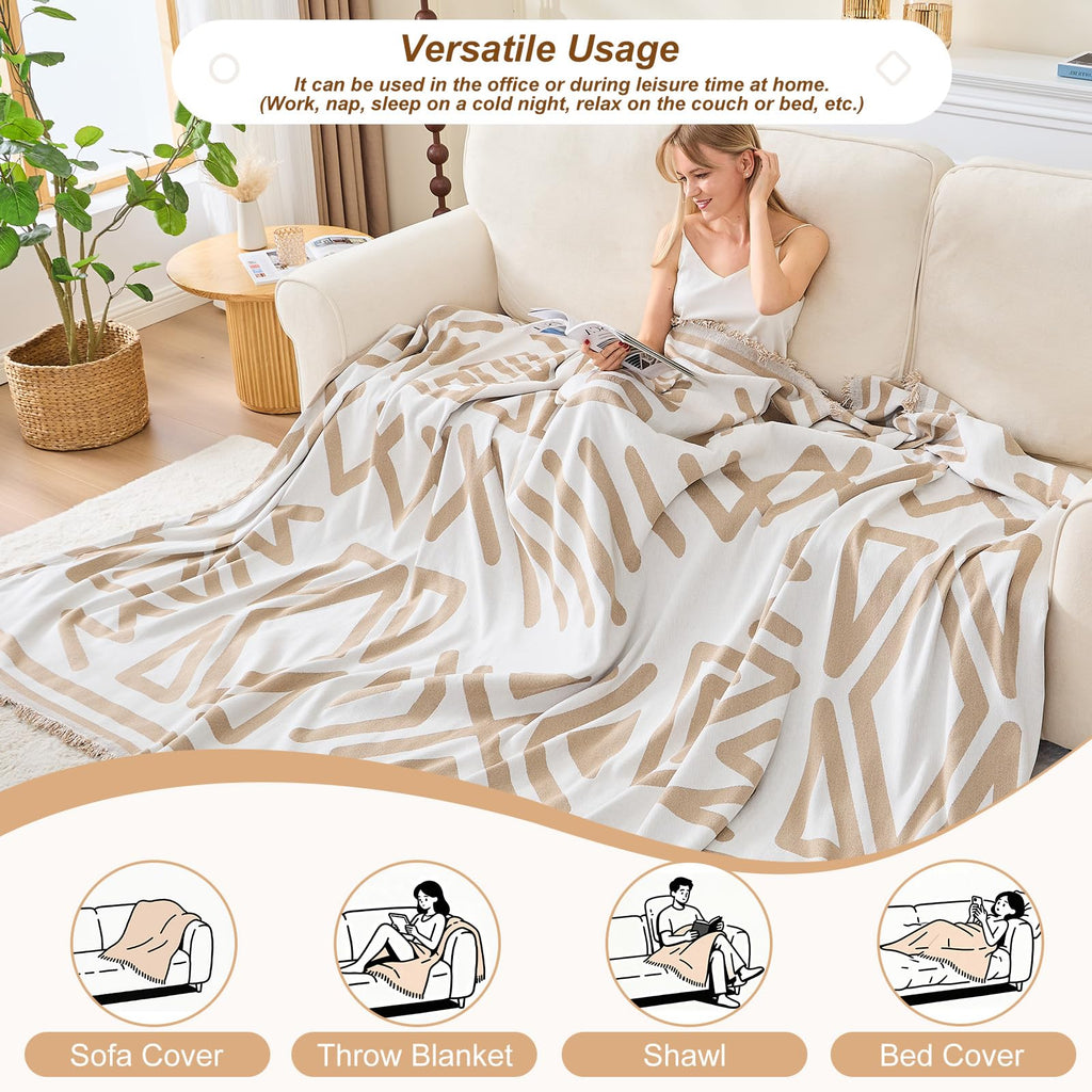 Boho Couch Cover Sofa Covers for 4 Cushion Couch, Couch Covers Washable Blanket Sofa Covers, Chenille L Shape