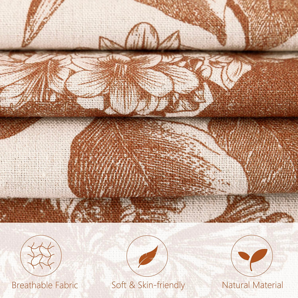 Decorative Linen Floral Throw Pillow Covers 20×20 Autumn Orange