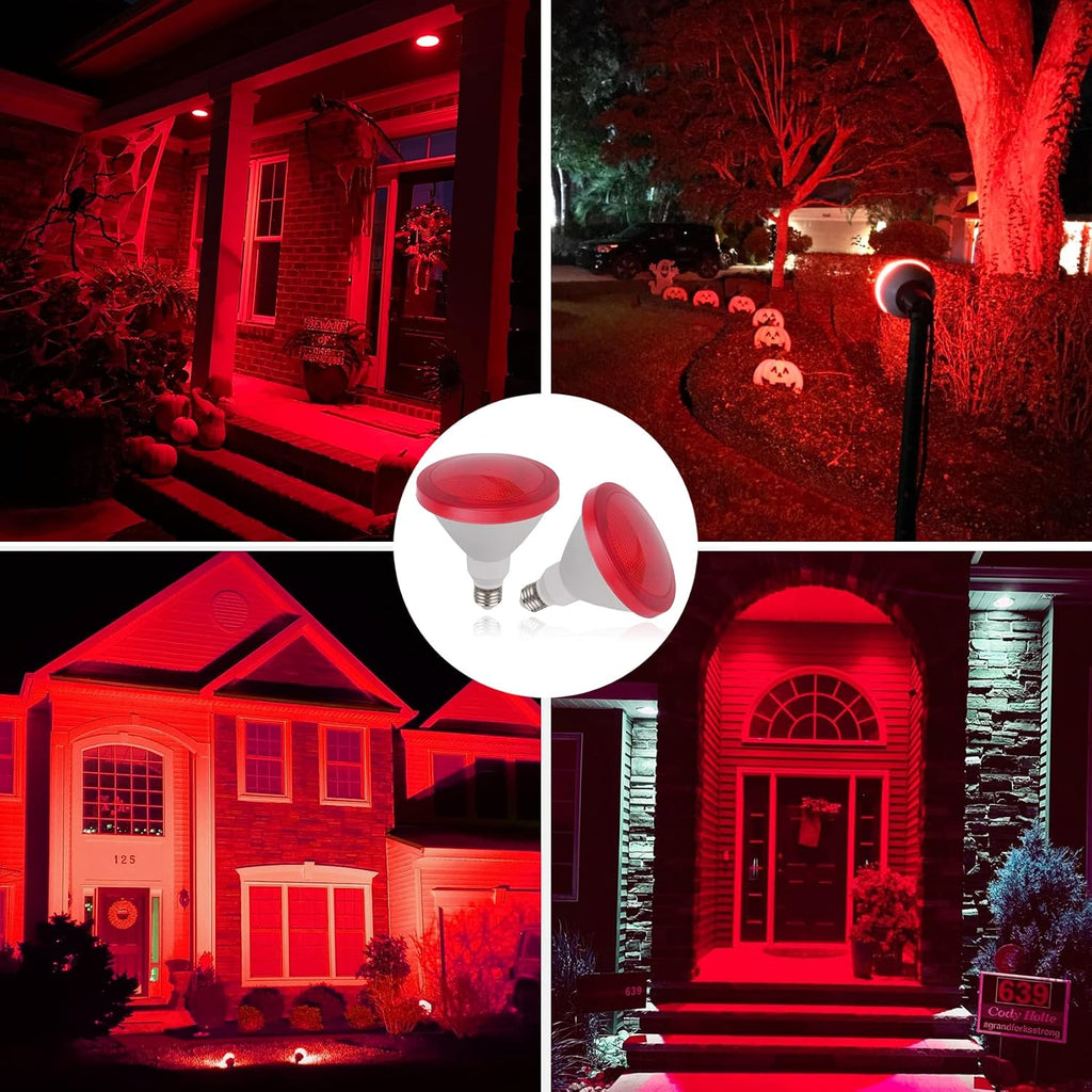 Par38 Red Flood Light Bulb - 15W (100Watt Equivalent) - E26 Base Red LED Flood Lights, Party Decoration