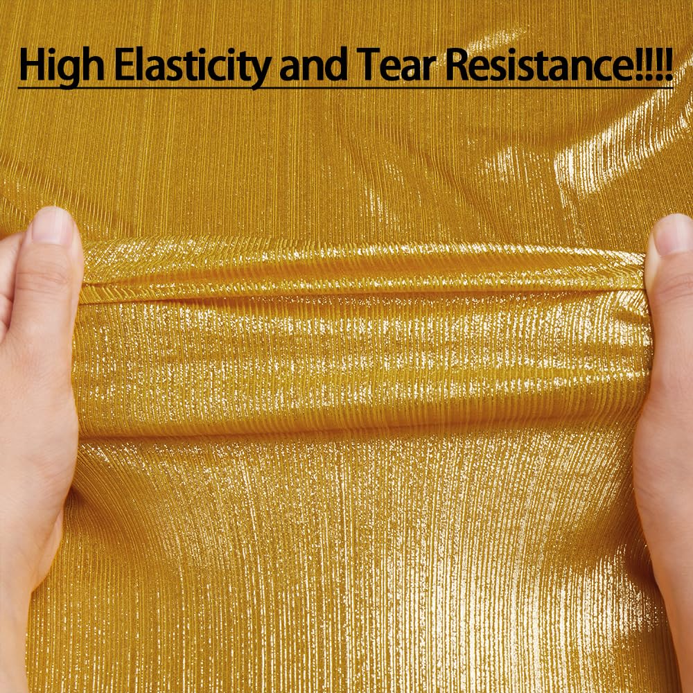 Gold Rib Knit Fabric by The Yard - 60 Inch Stretchy Metallic (3 Yards)
