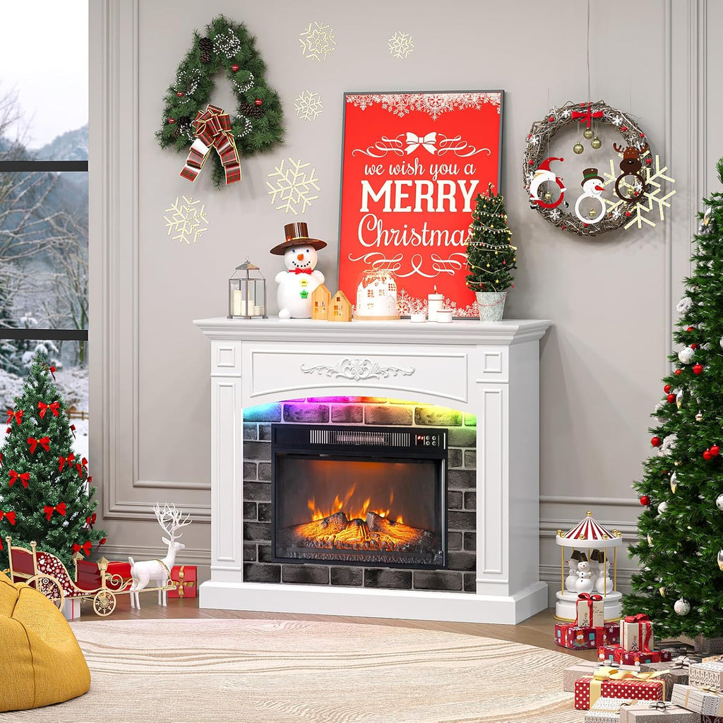 43'' Fireplace TV Stand for up to 55 inch TVs, Electric Fireplace with Mantel
