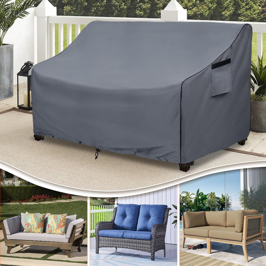 Outdoor 3-Seater Loveseat Cover, 600D Heavy Duty 100% Waterproof Patio Sofa Cover, Furniture Covers for Sofa and