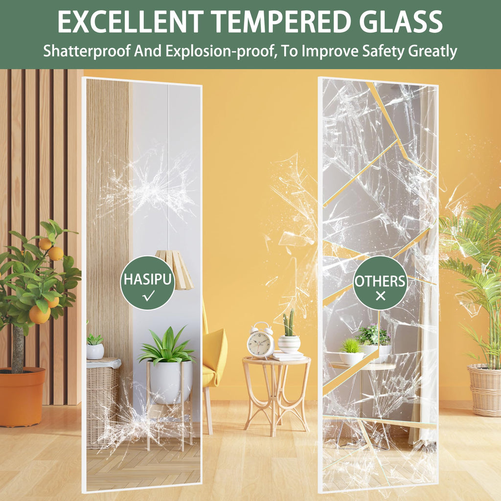 Door Mirror Full Length, 51 x 16 Inch Full Body Wall Mirror Over The Door Hanging Mirror, Cloakroom