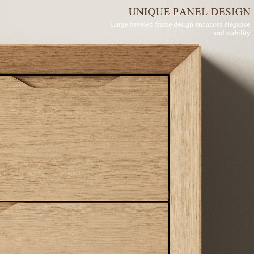 Natural Oak 8 Drawer Dresser, 55" Wide Chest of Drawers