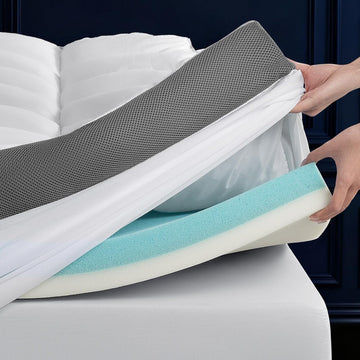 5 Inch Dual Layer Memory Foam Mattress Topper - 2.5 Inch 1500GSM Fluffy Soft Pillow Top Mattress Cover and 2.5 Inch