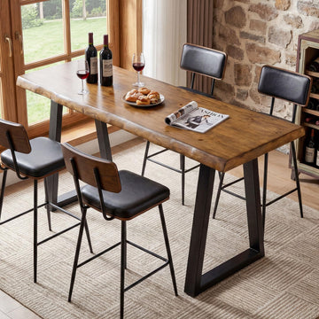 Commercial Grade Counter Height Table with Metal Legs, Heavy Duty Long Pub Table for Restaurant, Bar, Café &