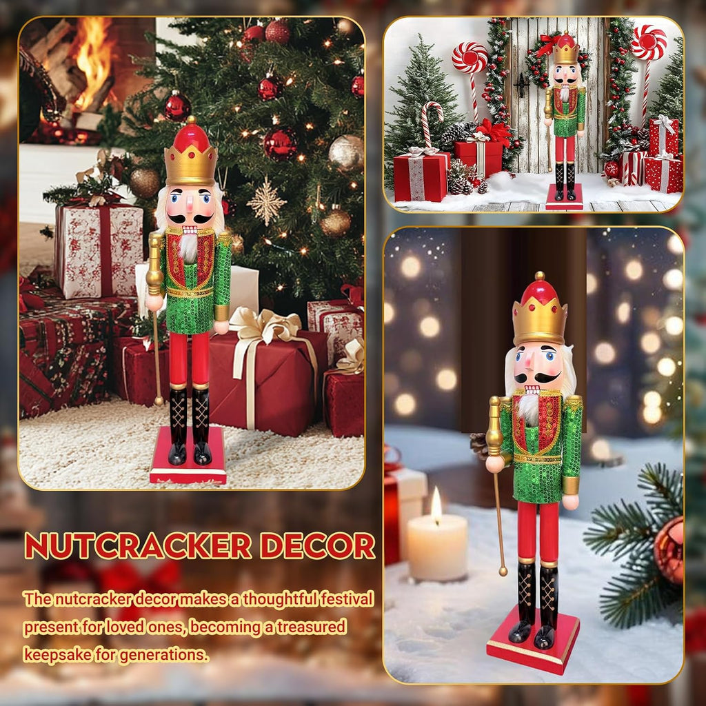 24Inch Wooden Soldier Nutcracker Christmas Decor - Festive Christmas Nutcracker Gift, Winter Indoor Decoration