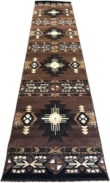 Southwest Native American Navajo Aztec Indian Chocolate Carpet Area Rug (2 Feet X 7 Feet Runner)