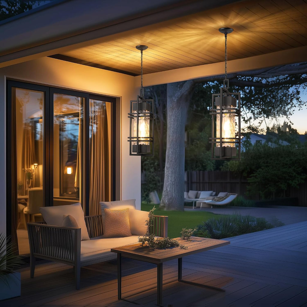 Large Outdoor Pendant Light Fixture, Modern Hanging Lantern Ceiling Mount