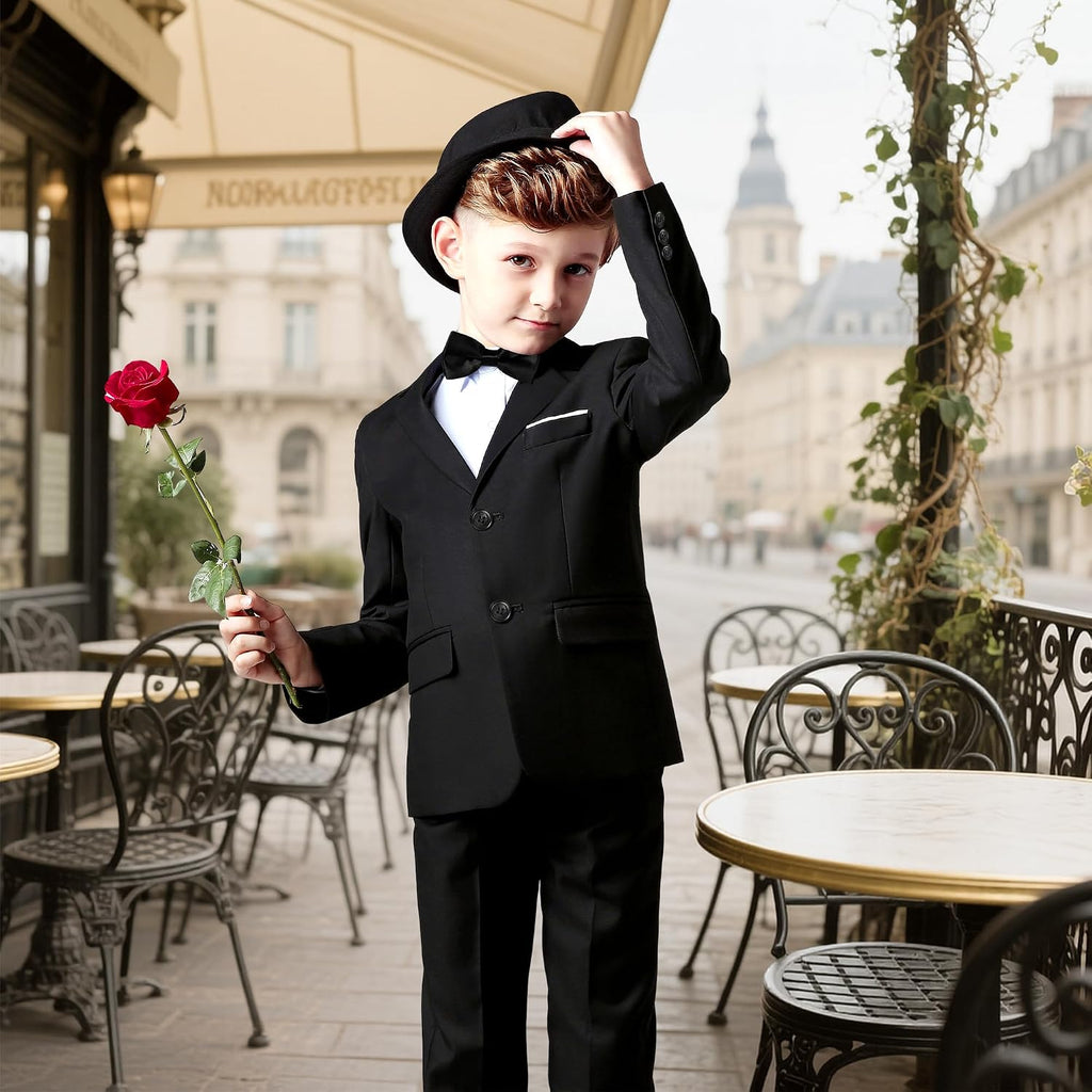 Boys Slim Fit Suit, Formal Tuxedo Dress Suit Set for Teenage Boy 5Pcs Toddler Suits Wedding Outfit Homecoming