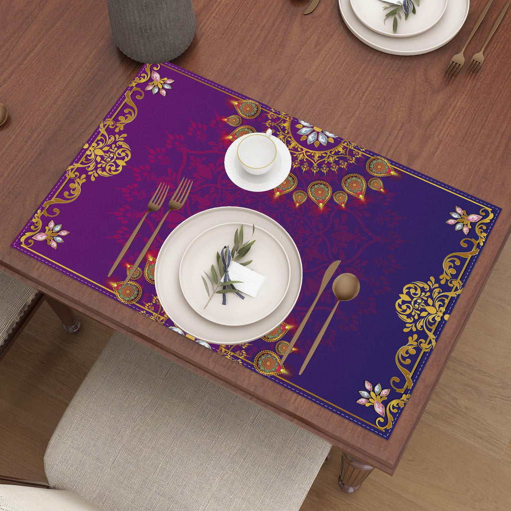 Diwali Placemats Set of 4,Indian Deepavali Decorations