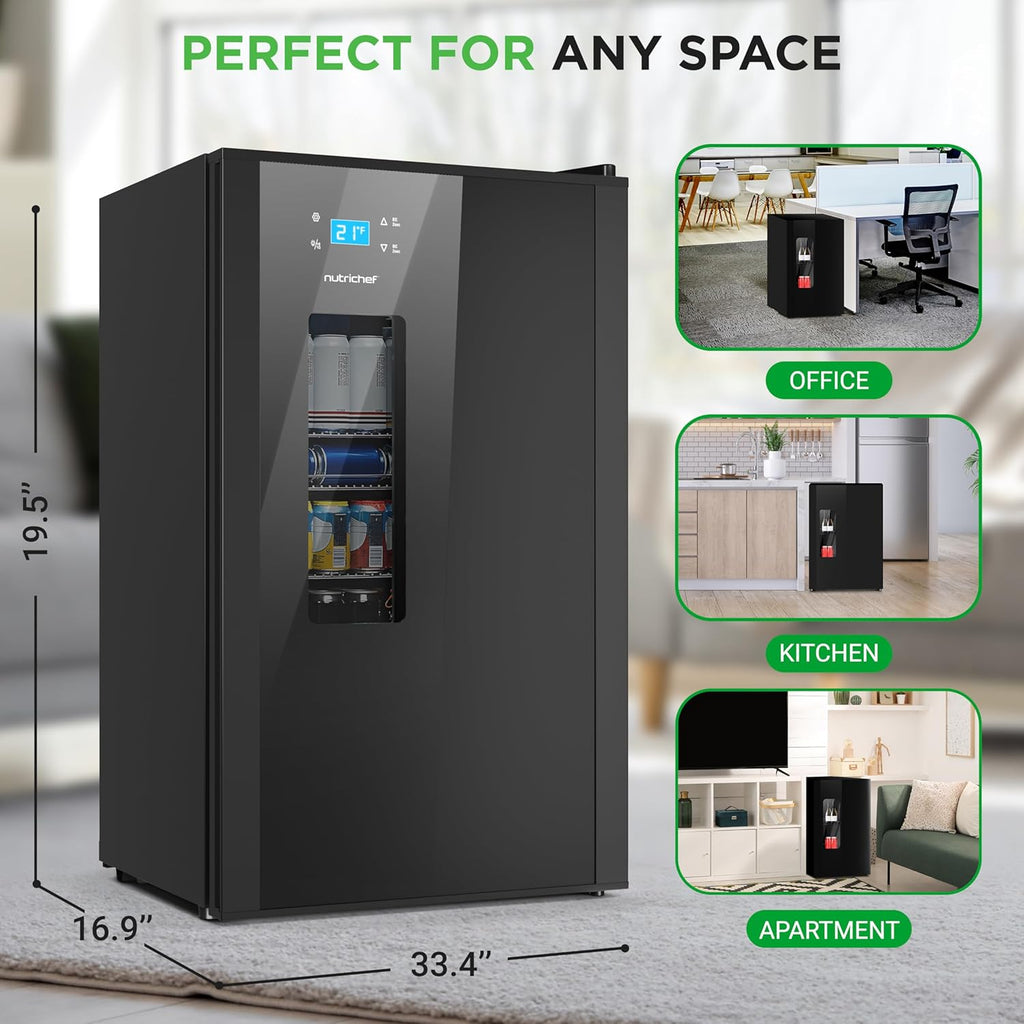 Beer Fridge 108 Can Capacity | Freestanding Beverage Refrigerator with Glass Doo