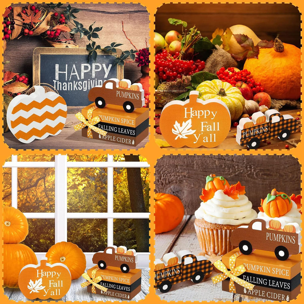 Fall Decorations, Fall Pumpkin Table Decor - Set of 5