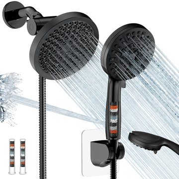 Shower Head with Handheld Spray Combo, Dual Rain Shower Head-Black