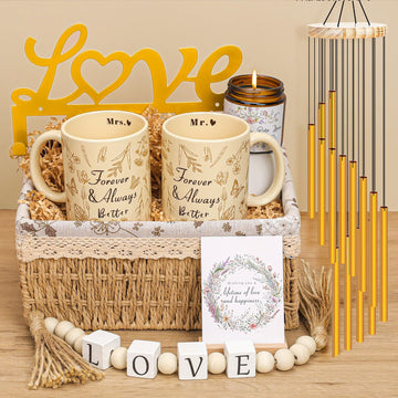 Wedding Gifts for Couples 2026, Newlywed Gift for Bride & Groom, Mr and Mrs Coffee Mug Set, Bride Shower Gifts