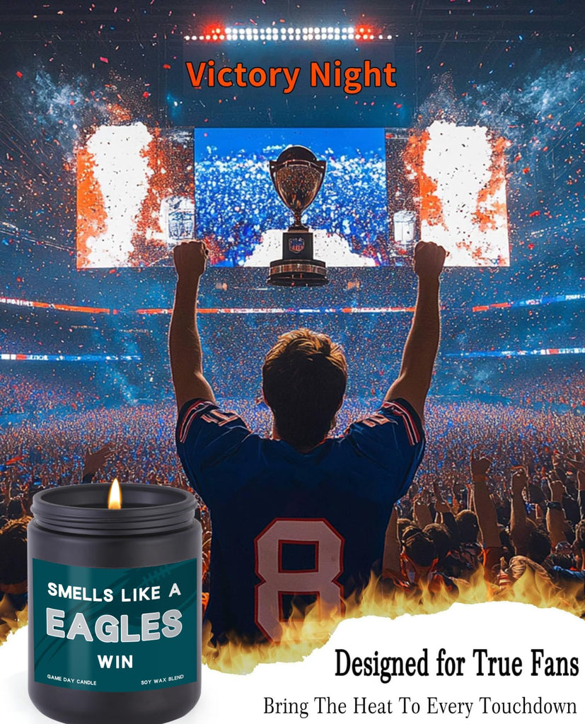 Smells Like A Eagles Win Scented Candle Football Themed Merch Fan Shop Men Women Sport Stuff Gear Decor Team