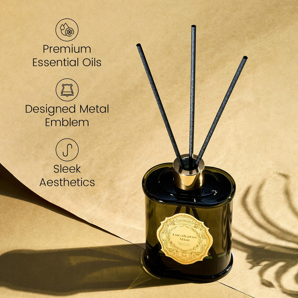 8.4 oz Large Reed Diffuser | Eucalyptus Mint Scent Oil Diffuser with Sticks | Bedroom Bathroom Living Room Decor