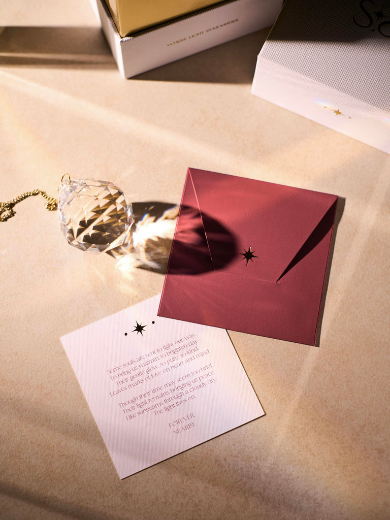 Modern Sympathy Gift - 40mm Crystal Memorial Suncatcher with 14K Gold-Plated Chain, Ready-to-Gift Keepsake with