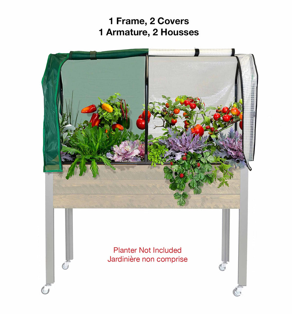 Greenhouse & Bug Cover Combo 21"W x 47"L x 24"H - Includes 1 Frame & 2 Interchangeable Covers. Planter NOT Included