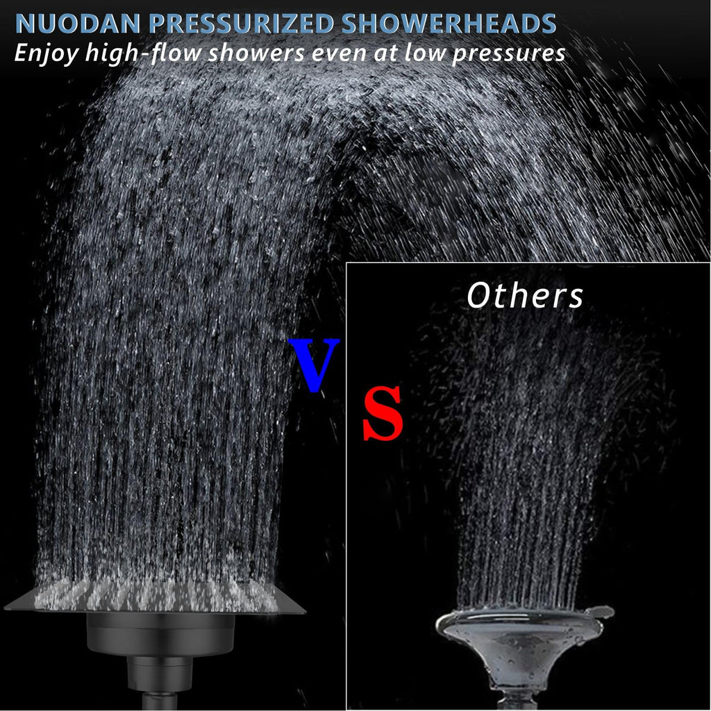 Large Rain Shower Head with Filtered - 12" All Metal Square Rainfall Showerhead Filter for Remove Chlorine and