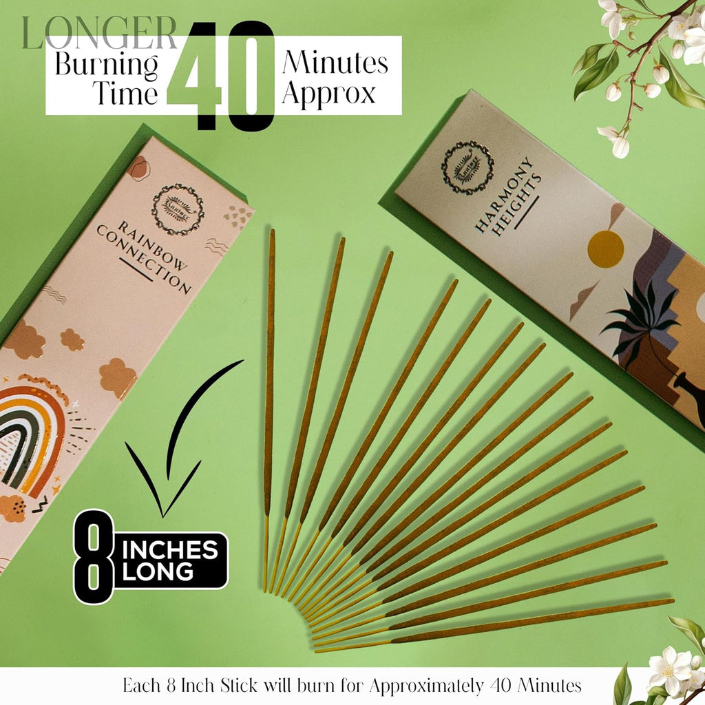 Incense Sticks Organic Non Toxic Natural Inscents with Insence Holder -120 Sticks, Clean Burn, Boho Gift - Set of 6