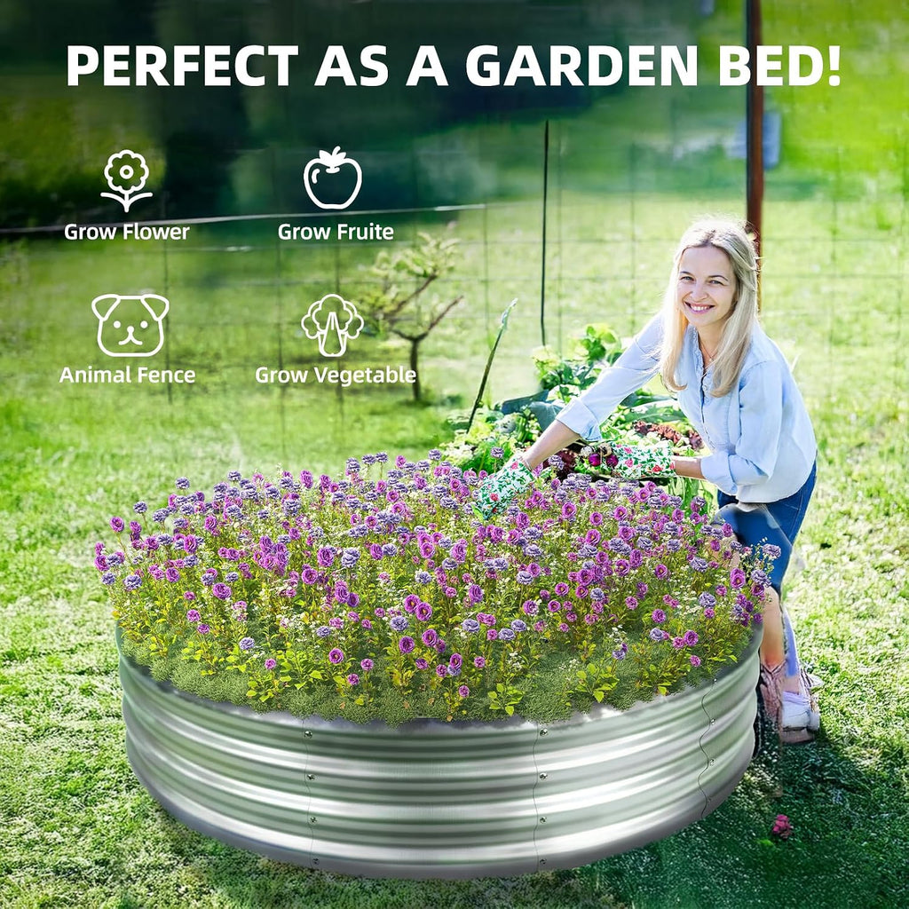 60 Inch Fire Pit Ring for Outside, 5FT Diameter Wood Burning Fire Ring, Large Round Galvanized Steel Fire Pit
