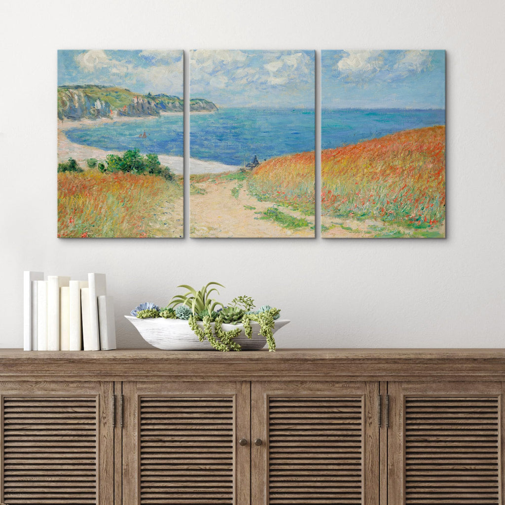 Canvas Print Wall Art Set Path Through The Corn at Pourville by Claude Monet Cultural Historic Oil Painting Fine Art