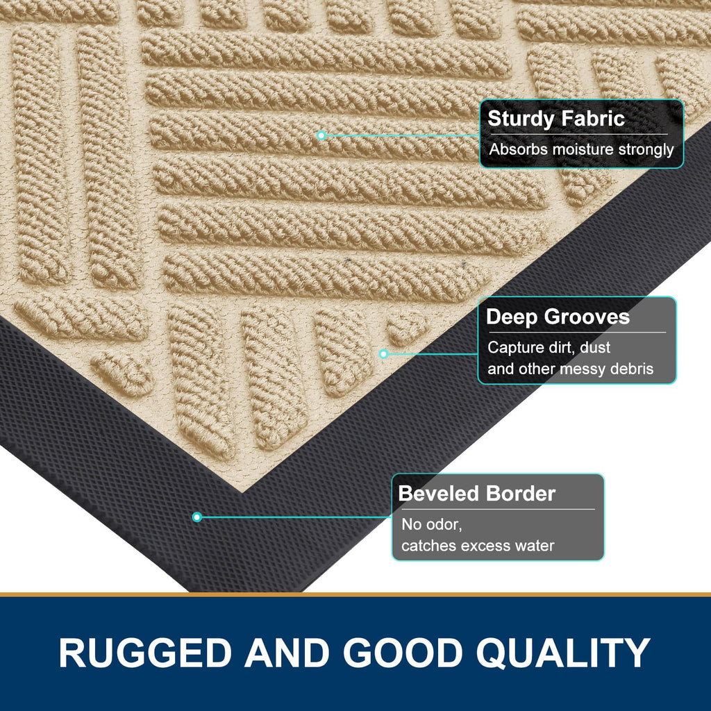 Front Door Mat Outside Entrance, Natural Rubber Doormat, 59x23 Inch