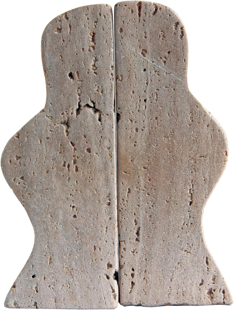 Decorative Travertine Wave Bookends, Natural